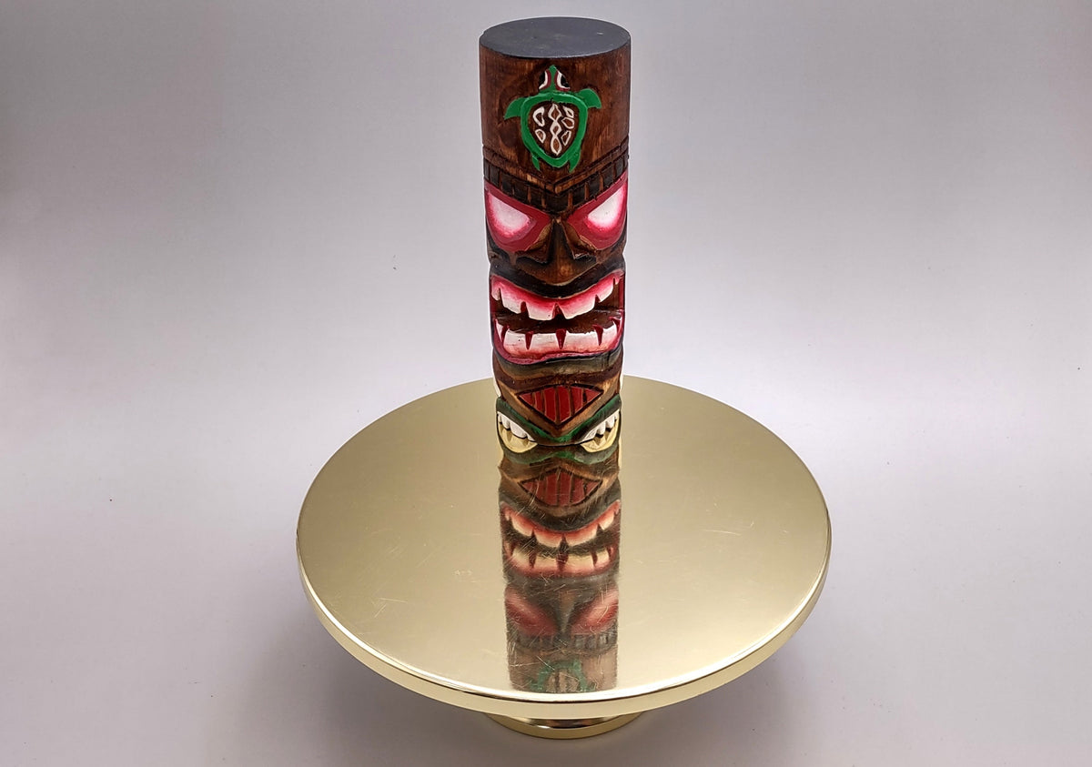 Tropical Tiki Face Totem Large Painted Turtle (1 pole approx. 8 inches tall) Painted Tiki Face Totem Pole for tiki island home decor!