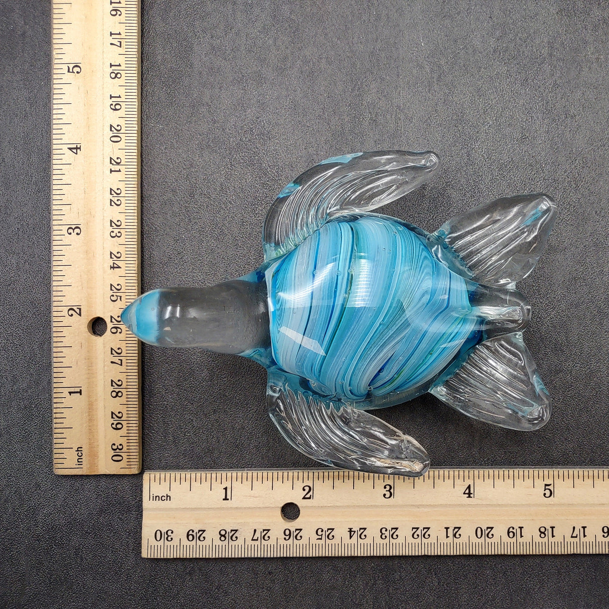 Aqua Blue Swirl Glass Sea Turtle Figurine (1 figure approx. 4.5 inches long) Aqua Blue Glass Sea Turtle for coastal home decor & collecting!