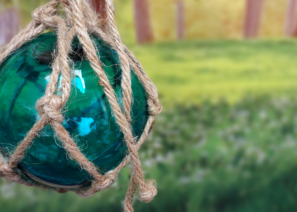 Hanging Nautical Garland Green Glass Float Sea Turtle Shells (1 Garland approx. 24 x 6 inches) Turtle Shells Mobile for beachy home decor!