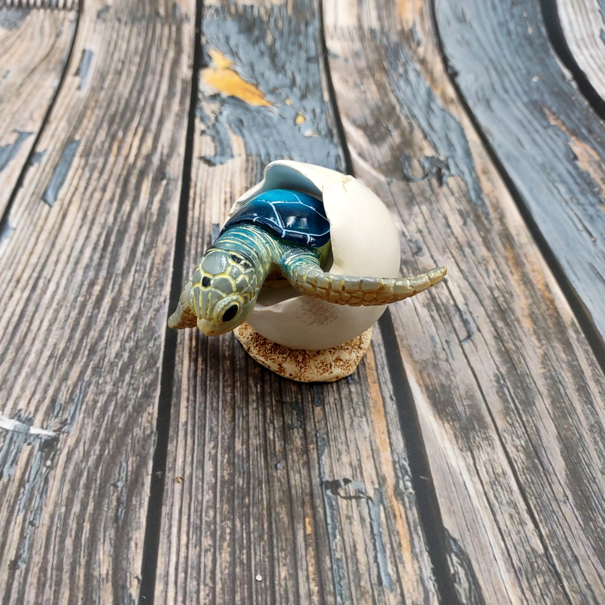 Blue Baby Sea Turtle Hatching Figure (1 turtle approx. 3+ inches) Blue Painted Resin Baby Turtle Egg Figure for coastal home décor!