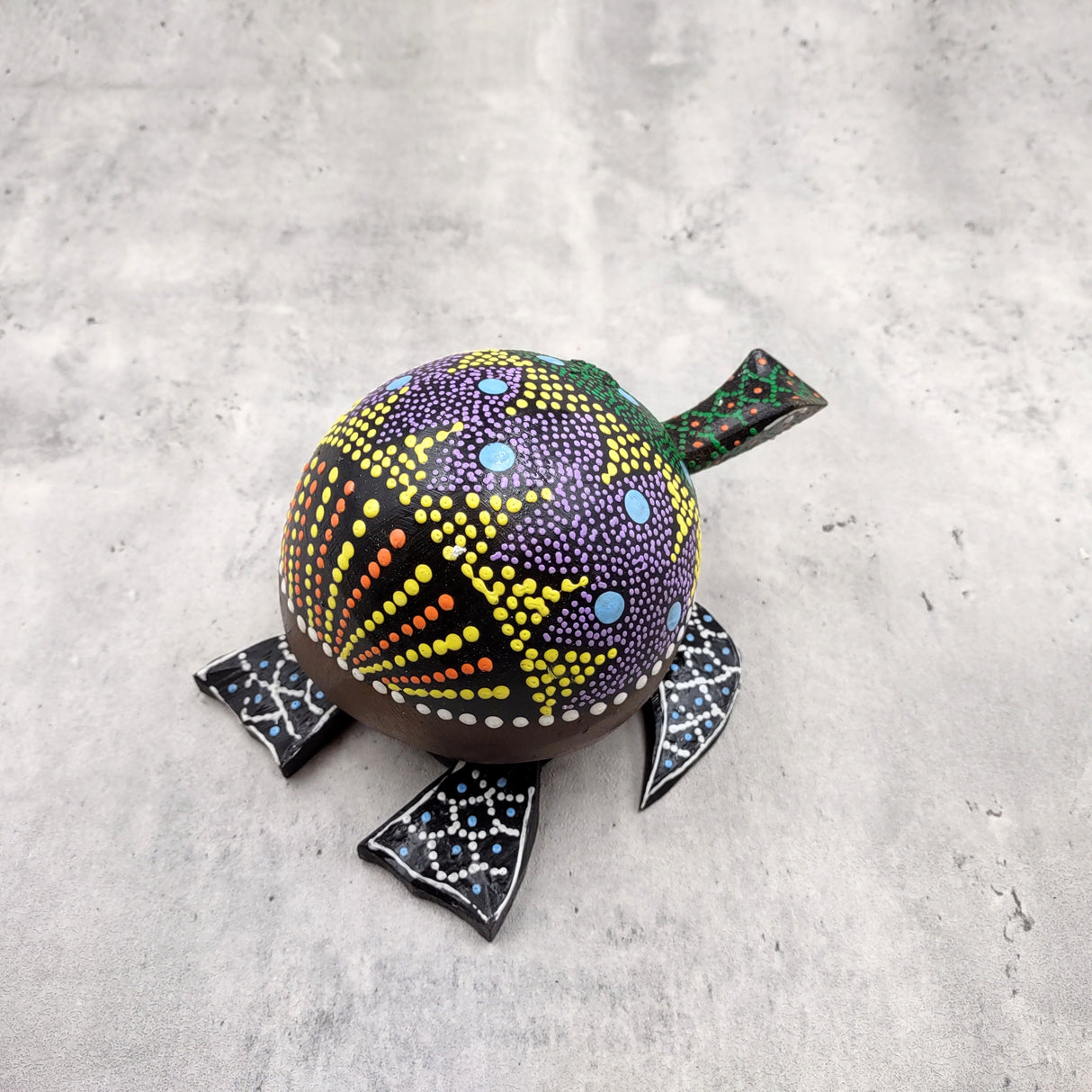 Painted Coconut Sea Turtle Bobblehead Handmade Purple Dot (1 sea turtle approx. 6.5 inches) Painted Coconut Sea Turtle for home décor!