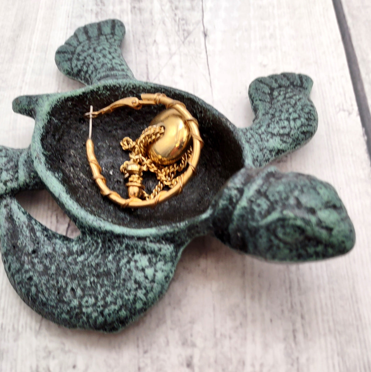Green Sea Turtle Key Box With Lid Metal (1 key box approx. 5+ inches) Dark Aged Green Cast Iron Sea Turtle Box for keys trinkets & gifting!