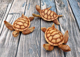 Sea Turtle Figurine Brown Wood Style (1 turtle approx. 5+ inches) Resin Sea Turtle Figure for coastal beach home display & decoration!