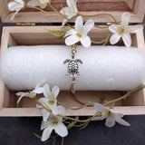 Sea Turtle Charm Bracelet Taupe Beige White Cord (approx. 5-7+ inches AROUND) Tan white Sea Turtle Cord Bracelet great for gifting!