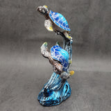 Two Blue Sea Turtles Swimming Sculpture (1 figurine approx. 7+ inches tall) Resin Sea Turtle Pair for coastal home decor & collectibles!