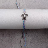 Sea Turtle Bracelet Braided Cord Light Blue Purple White (approx. 5-7+ inches AROUND) Blue Purple String Sea Turtle Bracelet to gift!
