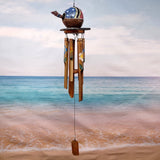 Painted Coconut Sea Turtle Bamboo Wind Chime Red Dot B GRADE (1 chime approx. 30 x 5 inches) Painted Sea Turtle Chime for patio decor!