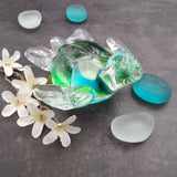Glass Sea Turtle Figurine Spiral Aqua Green (1 figure approx. 4.5 inches long) Blue Green Glass Sea Turtle for home decor & gifting!