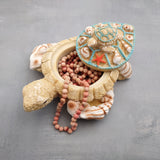 Sandy Sea Turtle With Baby Trinket Box (1 ring box approx. 4+ inches) Sandy Shell Resin Sea Turtle Keepsake Box for coastal home décor!