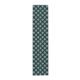 Dark Teal Sea Turtle and Floral Print Table Runner
