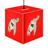 Red Collage Sea Turtle Geometric Light Cube Lamp