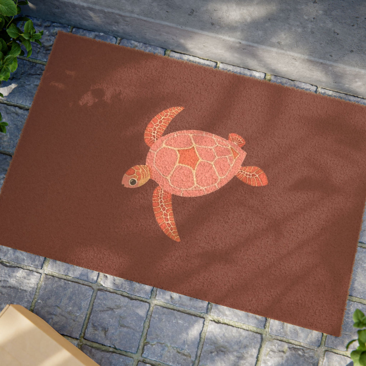 Dark Red Sea Turtle Doormat