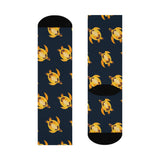 Dark Blue Geopattern Sea Turtle Cushioned Crew Socks