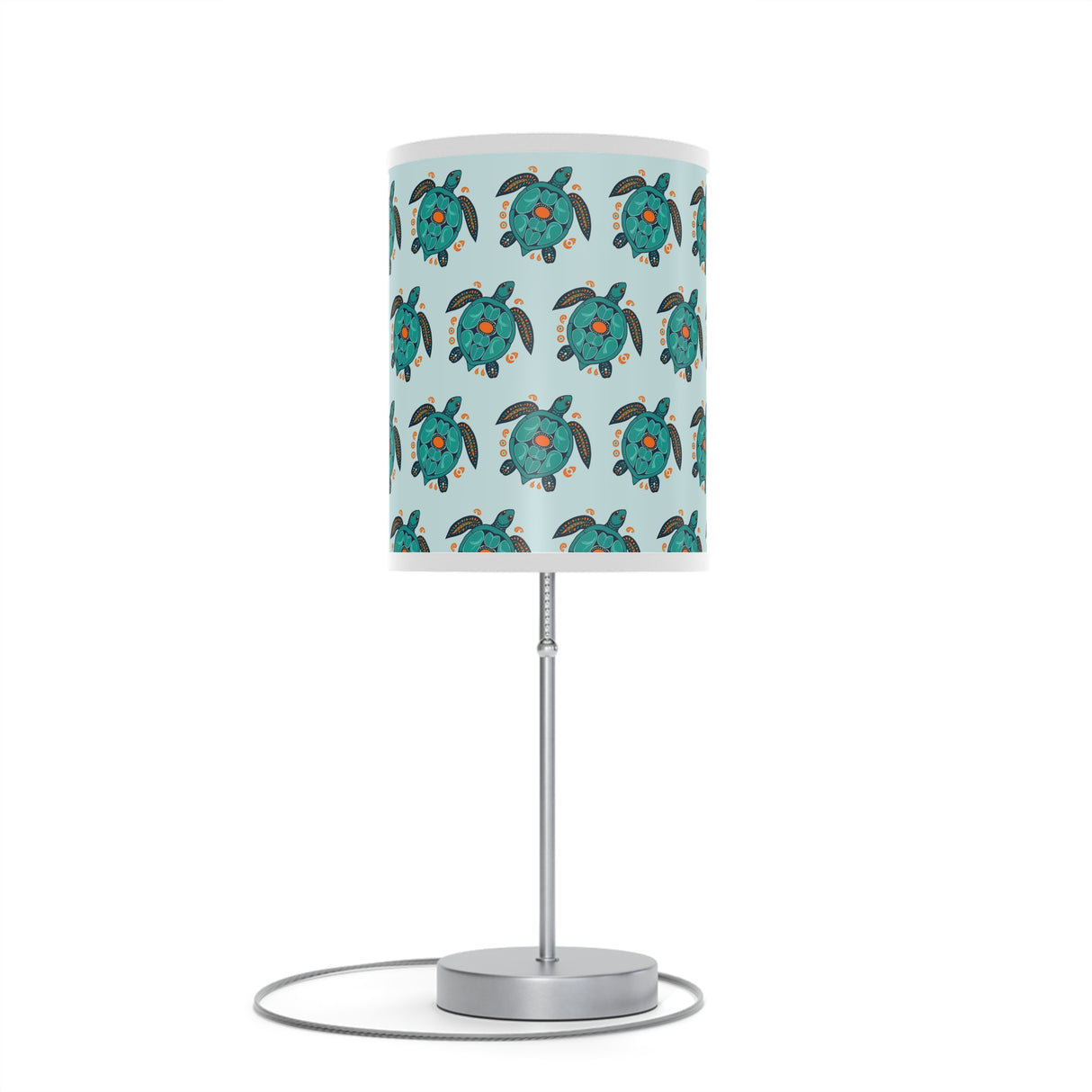 Blue Sea Turtle Pattern Table Lamp, Nightstand Light, Sea Life Decor, Beach House Accent, Kid's Room Lighting