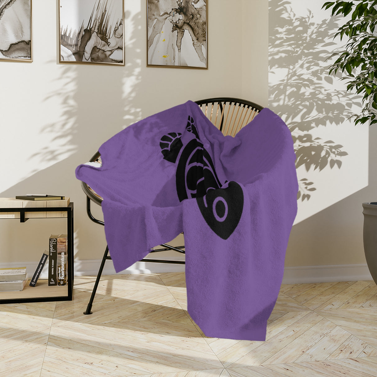 Purple and Black Sea Turtle Velveteen Microfiber Blanket - 3 Sizes