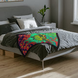 Colorful Sea Turtle Near Atlantis -Themed Velveteen Microfiber Blanket - 3 Sizes