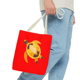 Red and Gold Collage Print Sea Turtle Tote Bag - 3 sizes