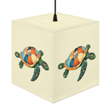 Green Collage Sea Turtle Geometric Light Cube Lamp