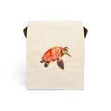 Red Watercolor Sea Turtle Lunch Bag - Reusable Canvas Lunch Bag