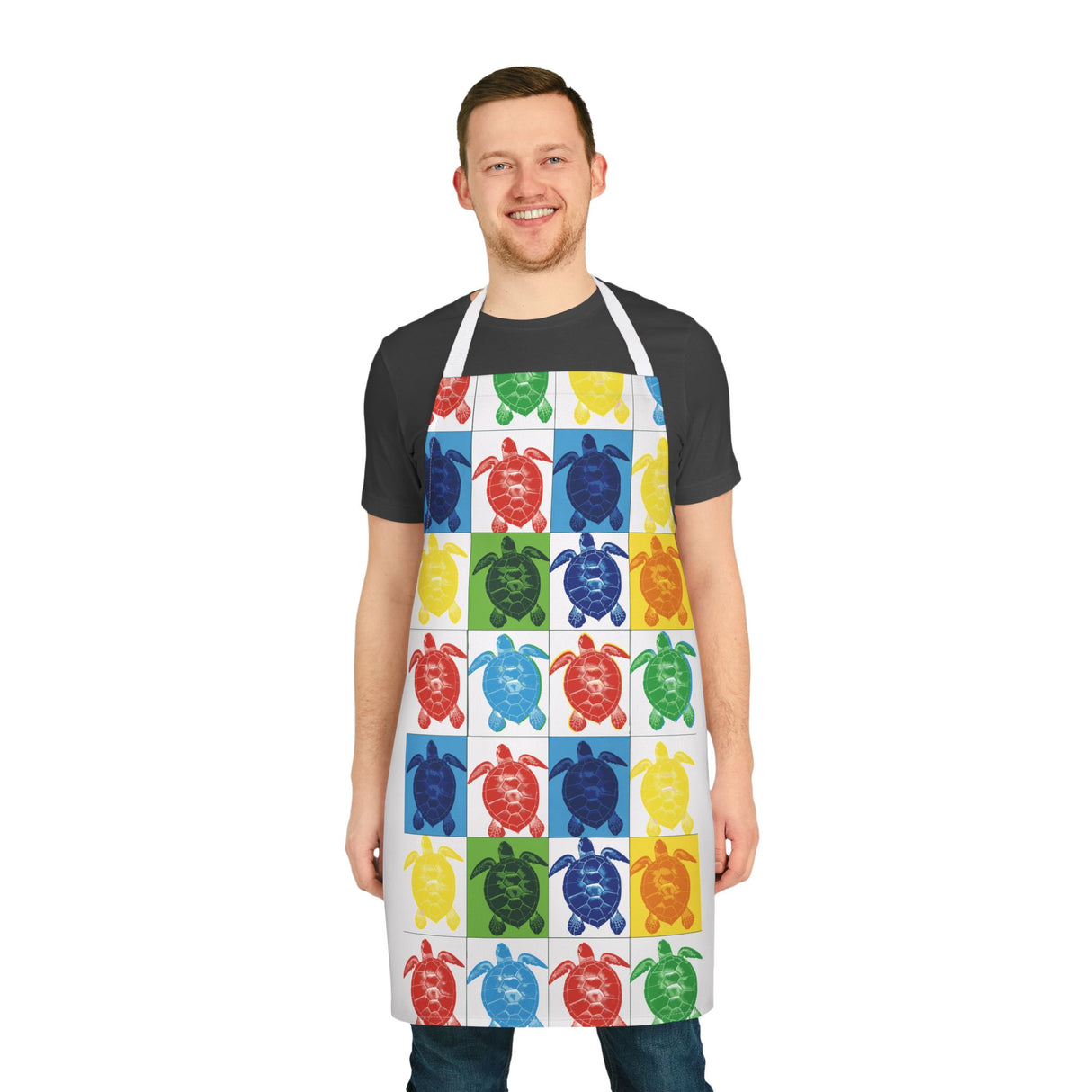 Vibrant Sea Turtle Apron, Colorful Kitchen Gift for Chefs, Artsy Cooking Attire, Fun Gift for Foodies, Unique BBQ Apron