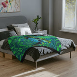 Vibrant Green Sea Turtle-Themed Velveteen Microfiber Blanket - 3 Sizes