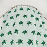 Green and Sea Foam Sea Turtle Shower Curtains - Coastal Bathroom Decor