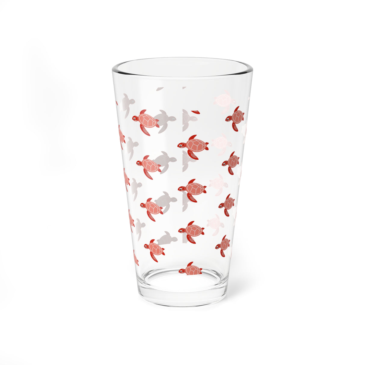 Red And Pink Turtle Pattern Design 16oz Drinkware, Fun Glassware, Great For Sea Turtle Fans.