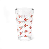 Red And Pink Turtle Pattern Design 16oz Drinkware, Fun Glassware, Great For Sea Turtle Fans.