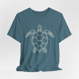 Sea Turtle Detailed Circle Graphic Tee White Ink - 6 Colors