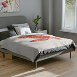 Orange and Red Tropical Sea Turtle-Themed Velveteen Microfiber Blanket - 3 Sizes