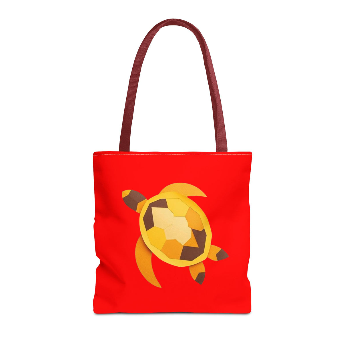 Red and Gold Collage Print Sea Turtle Tote Bag - 3 sizes