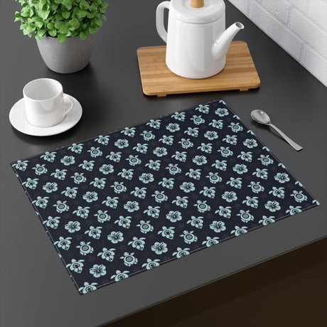 Dark Blue Sea Turtle and Floral Pattern Placemat