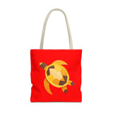 Red and Gold Collage Print Sea Turtle Tote Bag - 3 sizes