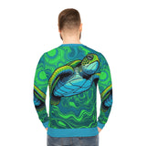 Bold Green and Blue Sea Turtle All-Over Print Sweatshirt