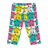 Vibrant Mod Sea Turtle Capri Leggings