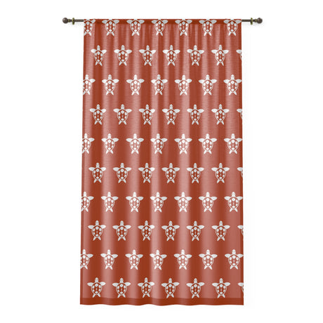 Burnt Orange and White Sea Turtle Pattern Window Curtain