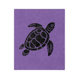 Purple and Black Sea Turtle Velveteen Microfiber Blanket - 3 Sizes