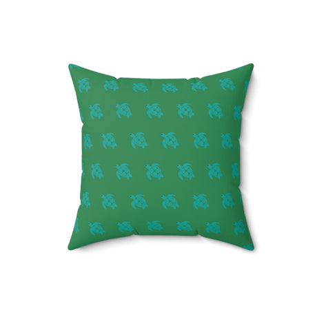 Green Monochrome Sea Turtle Pillow, Faux Suede Pillow - 4 sizes