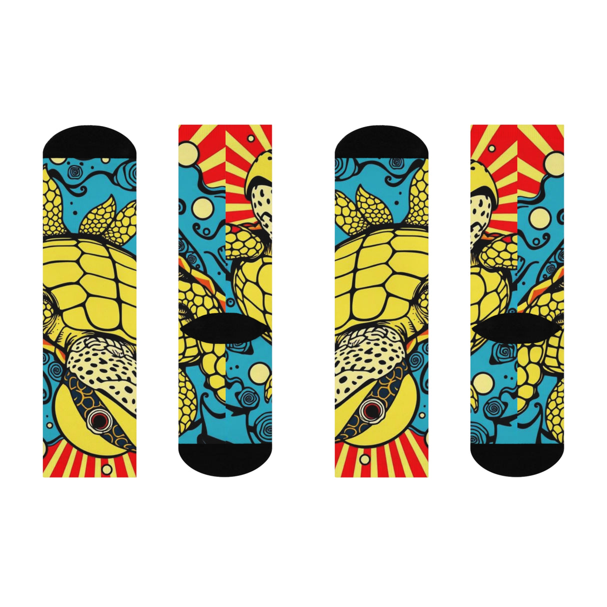 Colorful Cartoon Sea Turtle Cushioned Crew Socks