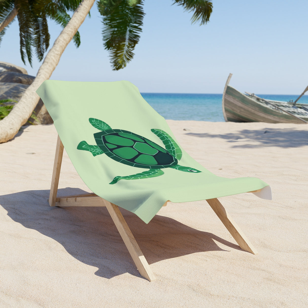 Green Sea Turtle Beach Towel - Vibrant Summer, Pool Party Accessory, Eco-Friendly, Perfect for Beach Days, Gift for Ocean Lovers