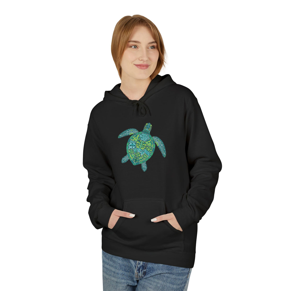 Teal Tribal Sea Turtle Hoodie -  Sea Turtle Sweatshirt - 6 Colors