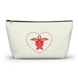 Red Heart Sea Turtle Print Accessory Pouch