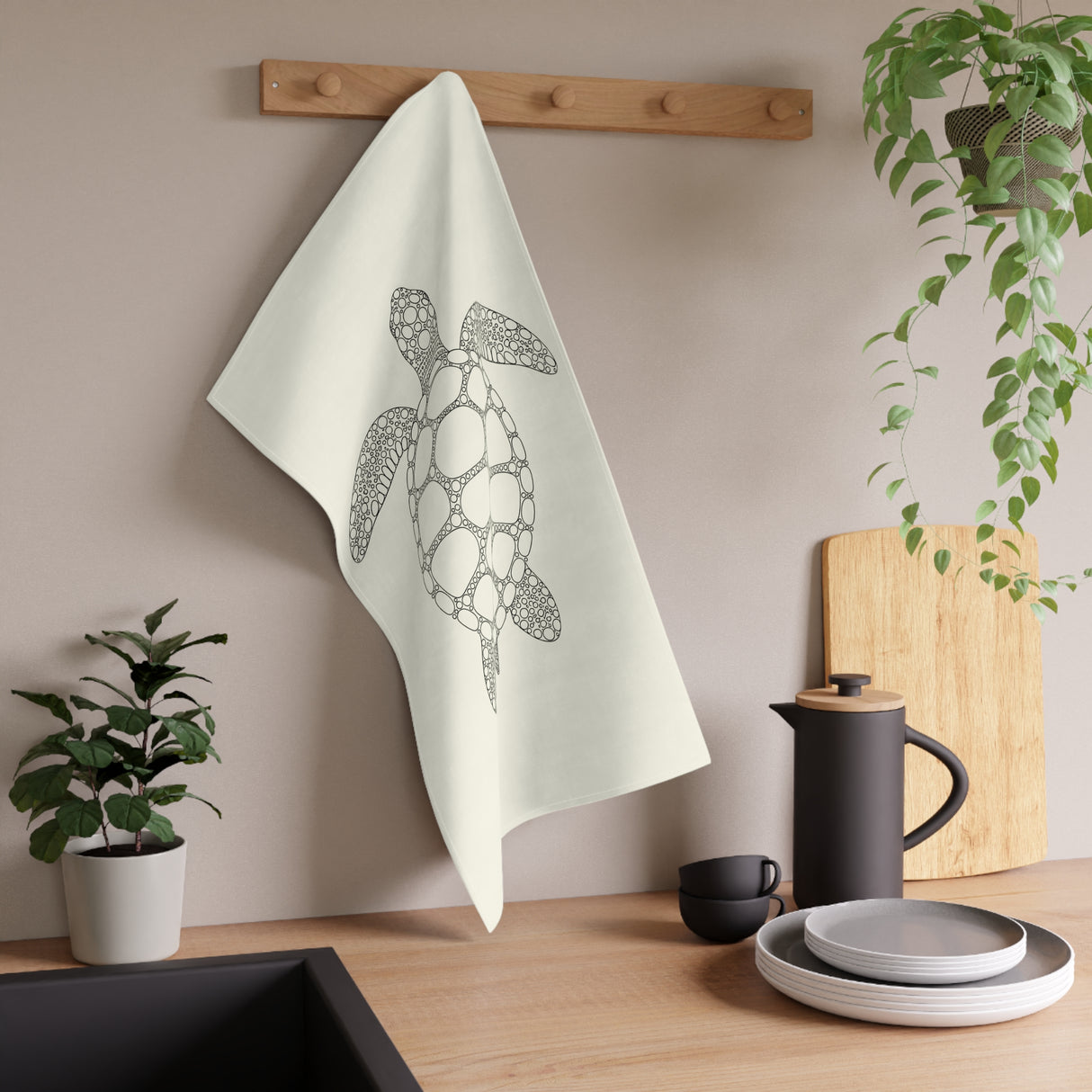 Detailed Sea Turtle Design Tea Towels - Cotton Twill, Ideal for Home, Kitchen Decor, Beachy Kitchen, Sea Turtle Lovers