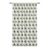 Dark Blue and Off White Sea Turtle Pattern Window Curtain