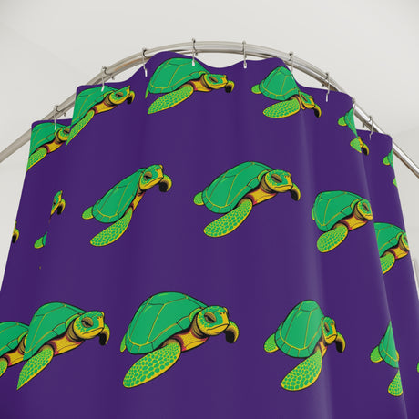Wild Purple Sea Turtle Shower Curtains - Coastal Bathroom Decor