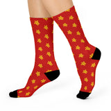 Red and Yellow Sea Turtle Cushioned Crew Socks