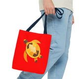 Red and Gold Collage Print Sea Turtle Tote Bag - 3 sizes