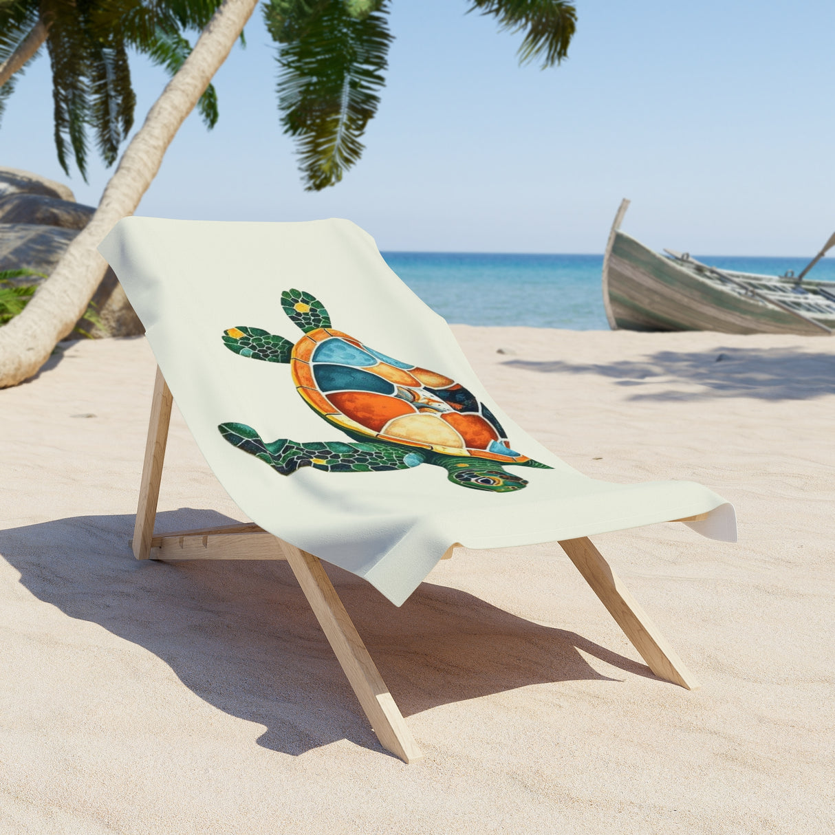 Collage Print Sea Turtle Beach Towel