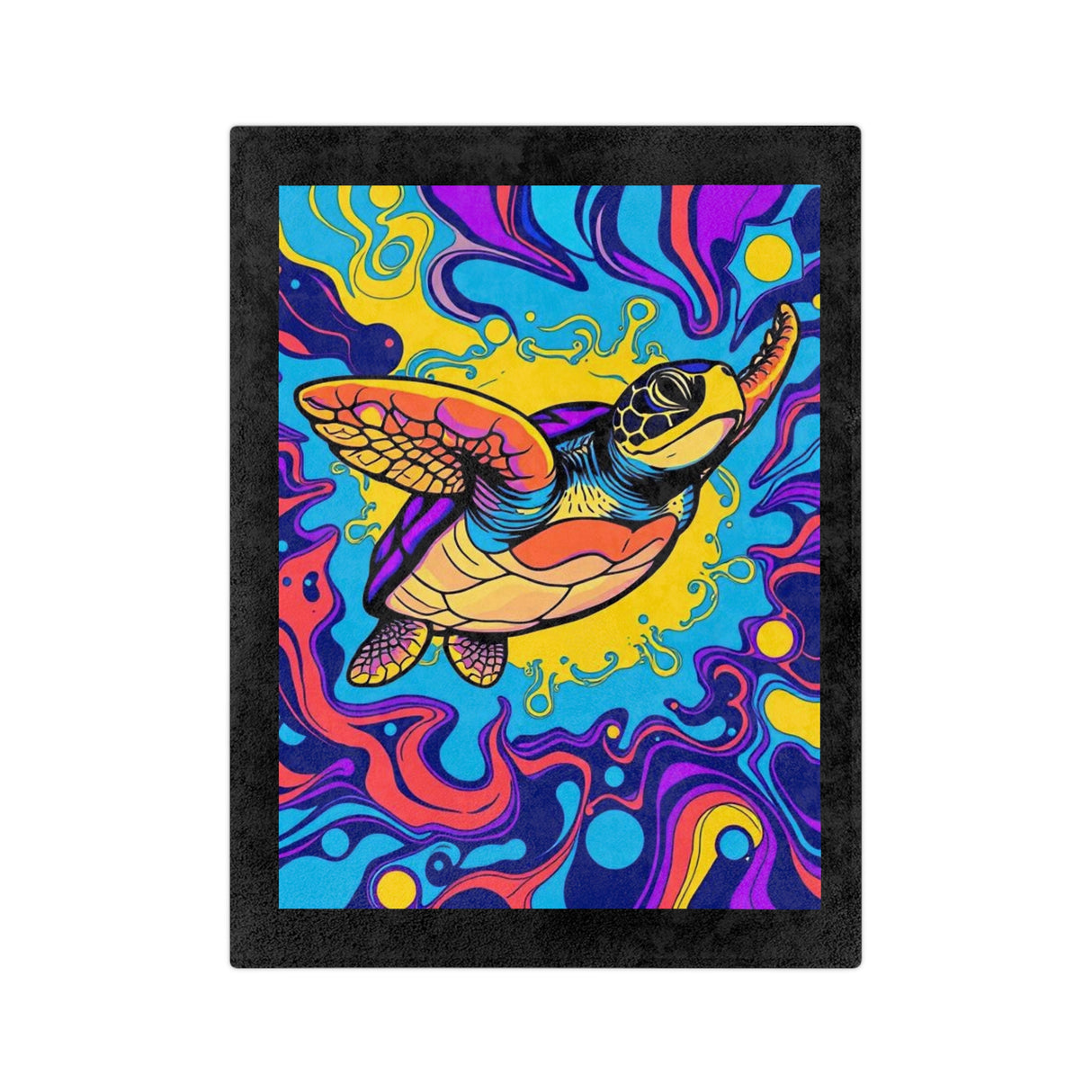 Colorful Sea Turtle-Themed Velveteen Microfiber Blanket - 3 Sizes