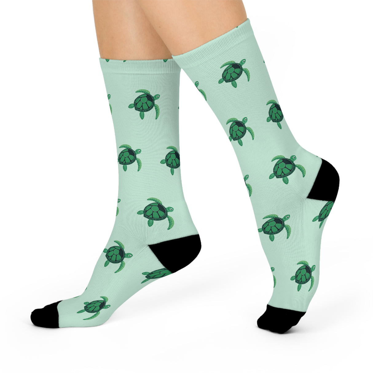 Soft Green Sea Turtle Cushioned Crew Socks